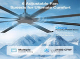 100 INCH Large Size Industrial PM DC Motor Ceiling Fan with 8 PCS Aluminum Blades ,6-Speed Remote W3775P462027