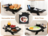 Couch Armrest Tray 3 in 1 Sofa Arm Tray Table with Swivel Cup Holder Phone Stand, Black 09153763