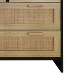 4 Drawers Rattan Cabinet,for Bedroom,Living Room,Dining Room,Hallways,Easy Assembly, Black W757137660