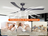 52 Inch Ceiling Fans with Lights Led Remote Control Low Profile Flush Mount for Living Room Bedroom 64464828