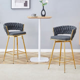 Two-piece rotating swivel chair, Dark gray cotton linen soft seat, golden metal legs, rust-proof W2920P281916