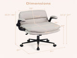 Criss Cross Chair with Flip-Up Arms, Faux Leather Cross Legged Office Chair with Adjustable Height & 89058747