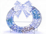 32.5" Pre-Lit Christmas Wreath with 332 LED Lights, Iridescent Bow & 88 Ornament Balls, 65601317