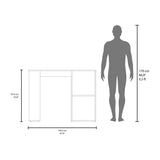 White and Natural Oak Kitchen Island with 1-Door and Open Storage B062P290292