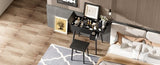 27.9'' Black Makeup Vanity Desk with Flip Top Mirror and LED Light, Dressing Table with Charging N704P210491B