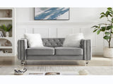 Gray, Two-seater Sofa, Velvet Crystal Buckle Upholstery Sofa, Crystal Feet, Removable Cushion, Two 91398134