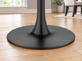 31.5" Round Modern Tulip Dining Table, Sintered Stone Tabletop with Luxury Faux Marble Print, Carbon W3316P540342