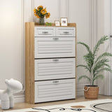 1250 White Oak Color shoe cabinet with 3 doors 2 drawers,large space for storage W1320P144273