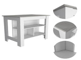 Rockaway 3-Shelf Kitchen Island White and Ibiza Marble B06280052