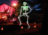 5.5ft Life-Size Pre-Lit Halloween Skeleton - Built-In Green LED Lights , Fully Poseable 34901388