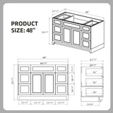 ZNTS Solid Wood 48 Inch Bathroom Vanity Without Top Sink, Modern Bathroom Vanity Base Only, Birch solid W995137333