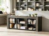 Rustic Wood Console Table with 6 Storage Cubes 64269160
