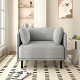 39" Vintage Grey Lounge Chair with Polyester Upholstery, Solid Wood Frame and Steel Legs, N767P208310G