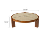31.5" Round Coffee Table, Solid Wood Frame Coffee Table with Sintered Stone Tabletop, MidCentury W3158P534694