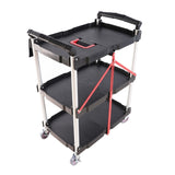 Folding service car with wheels, three-layer practical trolley, folding storage cart, suitable for W227P163437