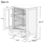 Buffet storage cabinet with single glass doors and unique bell handle W28227727