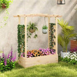 Wooden Raised Garden Bed Planter Box with Hanging Roof 62543826
