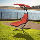 ZNTS Hanging Chaise Lounger with Removable Canopy, Outdoor Swing Chair with Built-in Pillow, Hanging W2505P151713