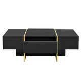 ON-TREND 47.2'' x 31.4''Minimalist High Gloss Coffee Table with 2 Drawers, Multi-Storage Rectangle N721P180693B