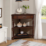 33.8'' Small Triangle Table, Wood Side Table for Small Spaces/ Living Room, 3 Tier End W1202P155411