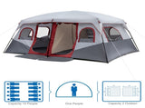 10 Person Family Cabin Tent, 2 Room Huge Tent with Storage Pockets for Camping 85333487