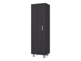 Vernon Slim Storage Cabinet with 4-Tier Shelf and Broom Hangers, Black Wengue B097P474306