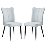 Modern minimalist dining chairs and office chairs. 2-piece set of light gray PU seats with black W1512P360918