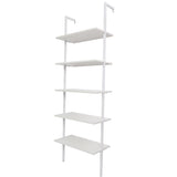 ZNTS 5-Shelf Wood Ladder Bookcase with Metal Frame, Industrial 5-Tier Modern Ladder Shelf Wood 70392764