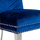Eva 2 Piece Stainless Steel Legs Chair Finish with Velvet Fabric in Blue 733569303144
