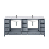 Dark Grey Double Bath Vanity 84 in. W x 22 in. D, Carrara Marble Top, and Faucet Set B2731P259152