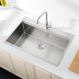Stainless Steel Kitchen Sink, 30x22 Single Bowl, Overmount Handmade Sink in Brushed, with Cutting T3177P296188