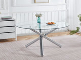 Chrome Dining Table with metal leg and glass,Modern Space Saving Kitchen Table for Living W234P311862
