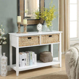 White Console Table with 2-Drawer B062P189197