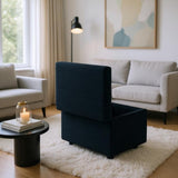 Black Corduroy Upholstered Storage Ottoman Black Round Rubber Feet 634343cm, Hidden Storage 12672084