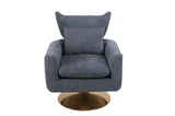 ZNTS Classic Mid-Century 360-degree Swivel Accent Chair, Dusty Blue Linen W1361104587