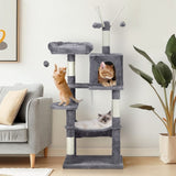 ZNTS 57 inch Cat Tree Cat Tower for Indoor Cats, Cat House with Padded Platform Bed, Toy Balls, Large 81517350