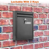 Wall Mount Mailbox Lockable Galvanized Iron Letter Post Box Locking Security Drop Box with 2 Keys 51463997