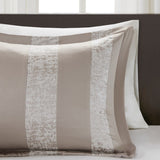 7 Piece Chenille Jacquard Comforter Set Taupe Queen B03597089