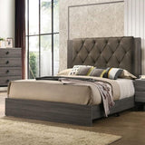 Contemporary 1pc Queen Size Bed Bedroom Furniture Tufted Design Headboard Rubberwood 1pc Bedframe B011P236787