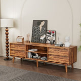 63 Inch TV Stand Features Vintage-style and Bevel Design, TV Stand with Drawers, Entertainment W578P193297