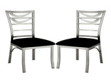 Set of 2 Black Microfiber and Metal Side Chairs in Silver B016P156811