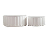 White Round Storage Table Set with Lift-Off Lid, Nesting Design, Elegant Curved-Edge Shape for Cozy W3081P389057