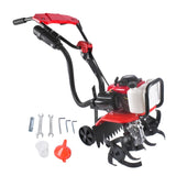 63CC 4-Stroke Gas Powered Tiller Cultivator, Handheld Rototiller for Lawn, Garden and Soil 83766046