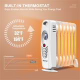 Compact Oil-Filled Heater - 700W Power, 360&deg Convection Heat, Multiple Safety Protections, 94798866