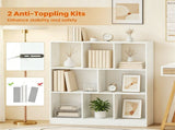 8-Cube Storage Bookcase, 3-Tier Modern Freestanding Bookshelf with 6 Open & 2 Closed Compartments, 53403290