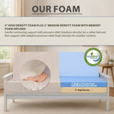 Memory Foam Infused Futon Mattress Full XL Washable Removable Cover, Heavy-Duty Zipper, Thick B181P351990
