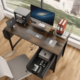 47.3"office desk with power outlet,3drawers and Side Pocket, Easy to Assemble,Frame stability W2887P240000