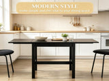 Black Drop Leaf Dining Table, Folding Design, Compact Kitchen Table for Small Spaces 53672795