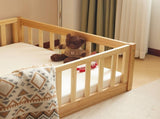 Natural wood color, painted finish, pine wood, playpen bed, with door, and bed board, twin 29052325
