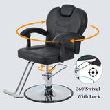 ZNTS Classic Reclining barber Chair Salon Chair for Hair Stylist with Heavy Duty Hydraulic Pump, 360&deg; WF318104BAA